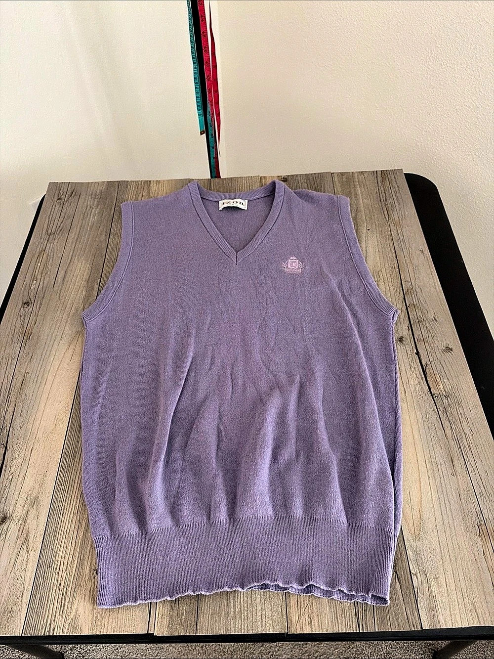 Vintage Izod Golf V Neck Sweater Vest Men’s Lavender Made In USA Large